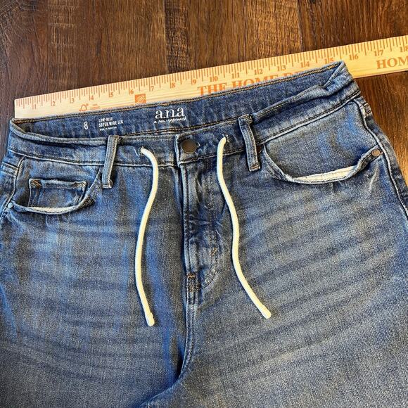 a.n.a A New Approach Low Rise Super Wide Leg Stretch Blue Denim Jeans Size 8 - Picture 7 of 8